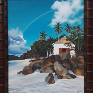 Acrylic on canvas painting titled Museum at Cinnamon Bay by Rae Kehoe